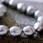 Vintage Light Grey Baroque Glass Pearls From Japan