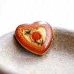 Vintage Enameled Metal Heart Shaped Cabochons