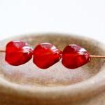 Vintage Apple Red Twisted Coin Shaped Glass Beads
