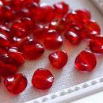 Vintage Apple Red Twisted Coin Shaped Glass Beads