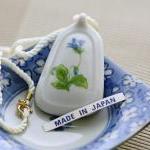 Vintage White Porcelain Flower Pendant With Silk..