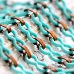Vintage Turquoise Plastic And Brass Link Chain -..