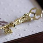 Vintage Skeleton Key Pin Brooch With Rhinestones
