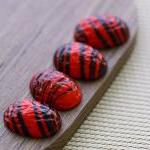 Vintage Red Black Striped Glass Cabochons
