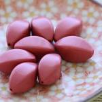 Vintage Dusty Rose Football Shaped Lucite Beads
