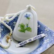 Vintage White Porcelain Flower Pendant with Silk Cord Necklace