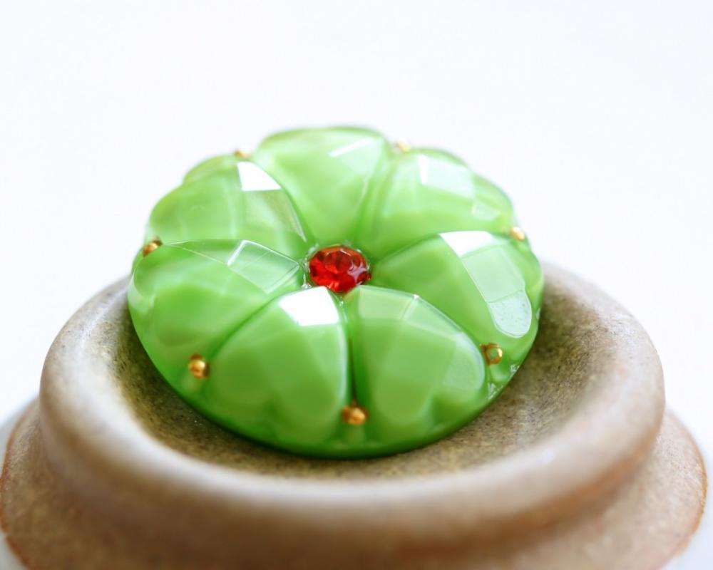 Czech Glass Buttons In Bright Lime Green